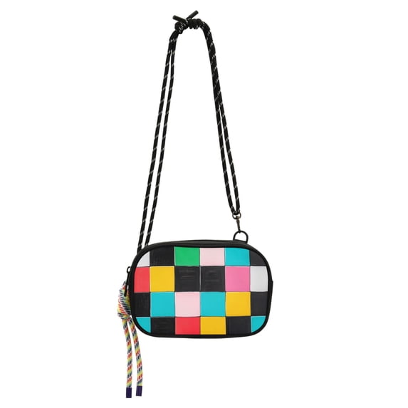 FORMRS Mini Crossbody Bag for Women Adjustable Shoulder Rope Travel Casual Phone Purse, Blue Checkered Pattern