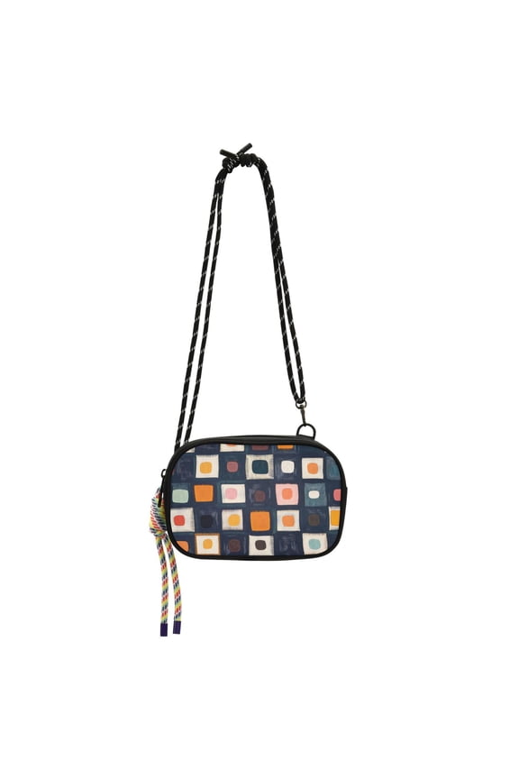 Mini Crossbody Bag for Women Adjustable Rope Shoulder Casual Phone Purse, Blue Circle Mosaic