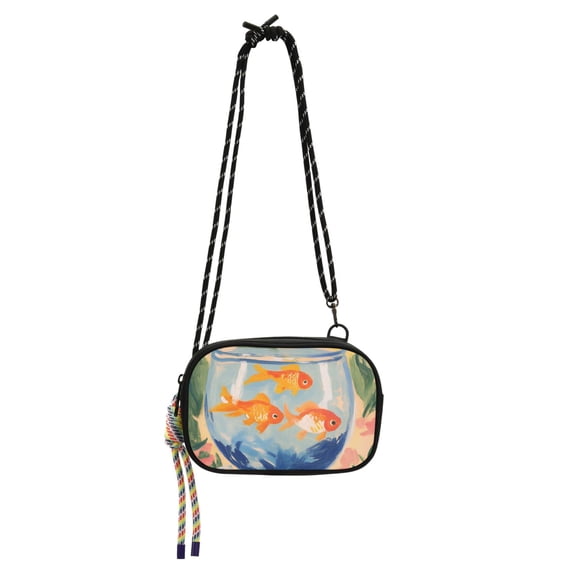 FORMRS Mini Crossbody Bag for Women Adjustable Shoulder Rope Travel Casual Phone Purse, Blue Goldfish Bowl
