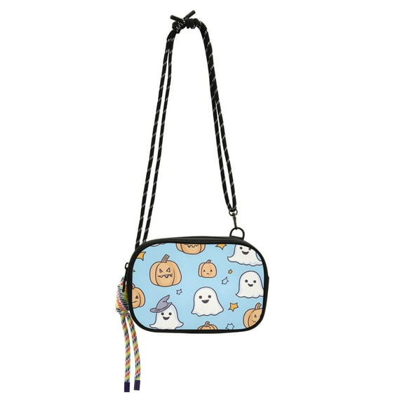 FORMRS Mini Crossbody Bag for Women Adjustable Rope Shoulder Casual Phone Purse, Blue Halloween Ghosts