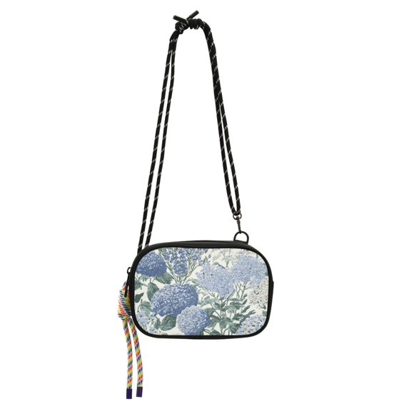 FORMRS Mini Crossbody Bag for Women Adjustable Rope Shoulder Casual Phone Purse, Blue Hydrangeas Pattern