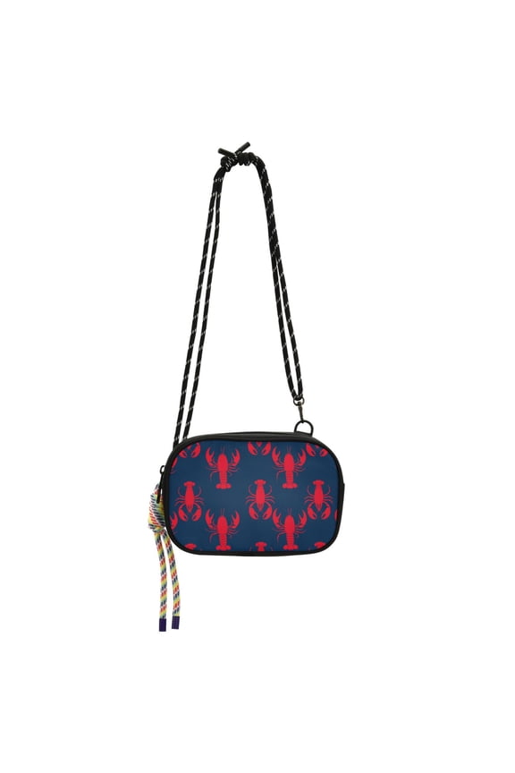 Mini Crossbody Bag for Women Adjustable Rope Shoulder Casual Phone Purse, Blue Lobster Pattern
