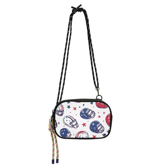 FORMRS Mini Crossbody Bag for Women Adjustable Shoulder Rope Travel Casual Phone Purse, Cartoon American Football Helmets