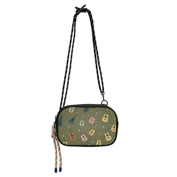 FORMRS Mini Crossbody Bag for Women Adjustable Rope Shoulder Casual Phone Purse, Cartoon Guitar Pattern
