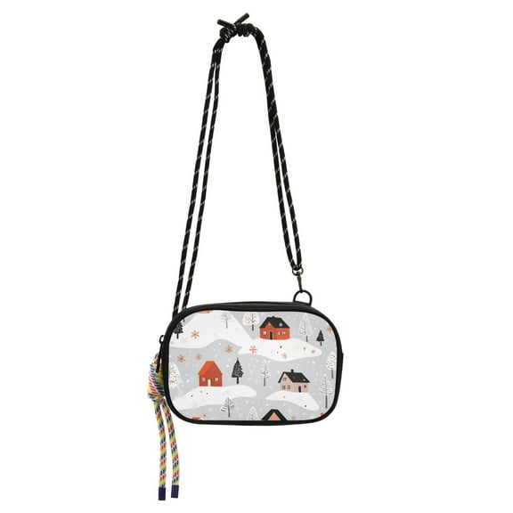 FORMRS Mini Crossbody Bag for Women Adjustable Rope Shoulder Casual Phone Purse, Cartoon Red Houses