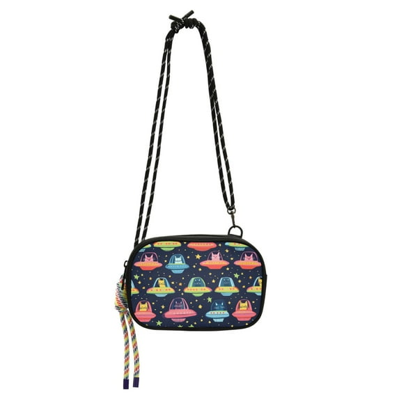 FORMRS Mini Crossbody Bag for Women Adjustable Shoulder Rope Travel Casual Phone Purse, Cartoon Space Cat