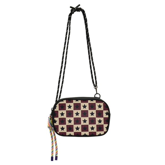 FORMRS Mini Crossbody Bag for Women Adjustable Shoulder Rope Travel Casual Phone Purse, Checkered Stars Pattern