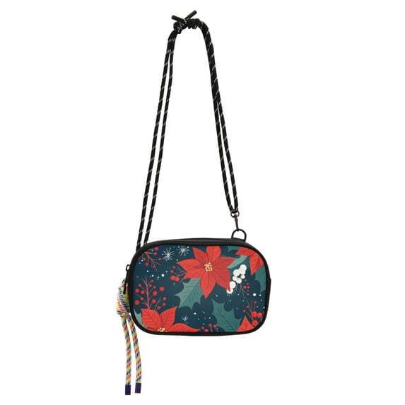 FORMRS Mini Crossbody Bag for Women Adjustable Rope Shoulder Casual Phone Purse, Christmas Berries