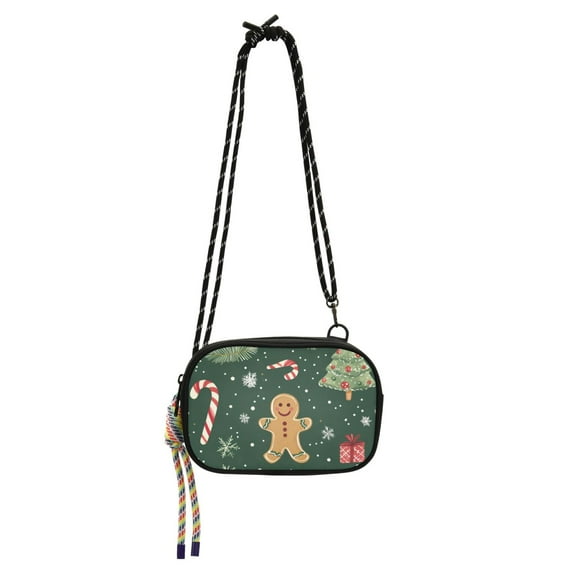 FORMRS Mini Crossbody Bag for Women Adjustable Shoulder Rope Travel Casual Phone Purse, Christmas Gingerbread