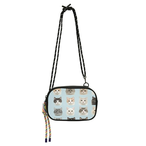 FORMRS Mini Crossbody Bag for Women Adjustable Shoulder Rope Travel Casual Phone Purse, Cute Cat Faces