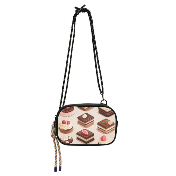 FORMRS Mini Crossbody Bag for Women Adjustable Shoulder Rope Travel Casual Phone Purse, Cute Chocolate Cakes