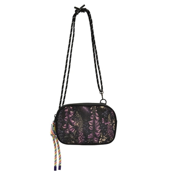 FORMRS Mini Crossbody Bag for Women Adjustable Shoulder Rope Travel Casual Phone Purse, Dark Gothic Floral