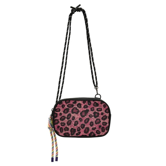 FORMRS Mini Crossbody Bag for Women Adjustable Rope Shoulder Casual Phone Purse, Deep Red Leopard Pattern