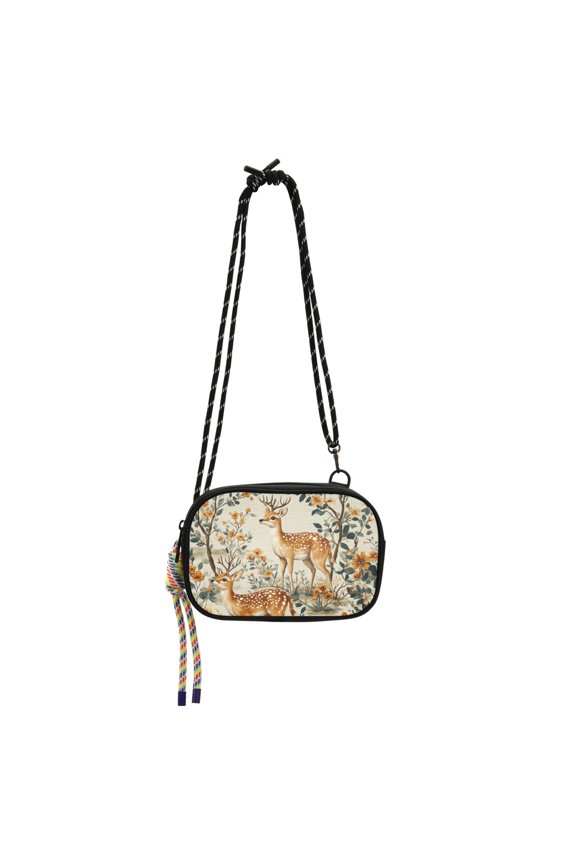 Mini Crossbody Bag for Women Adjustable Rope Shoulder Casual Phone Purse, Deer Pattern