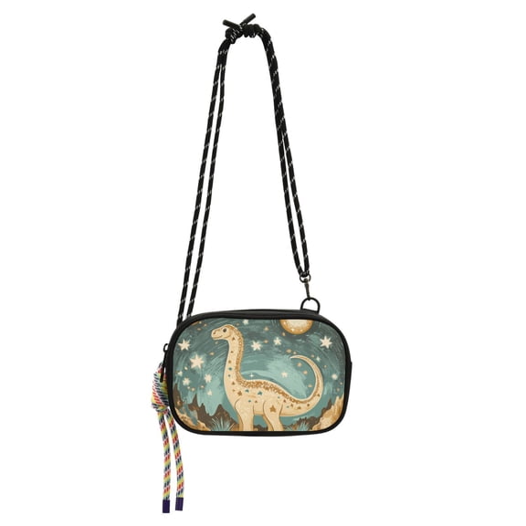 FORMRS Mini Crossbody Bag for Women Adjustable Shoulder Rope Travel Casual Phone Purse, Dinosaur with Stars