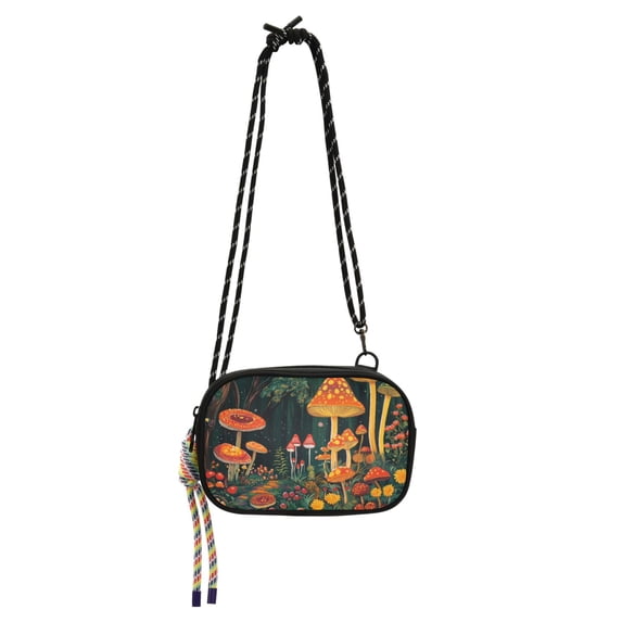 FORMRS Mini Crossbody Bag for Women Adjustable Shoulder Rope Travel Casual Phone Purse, Forest Mushroom
