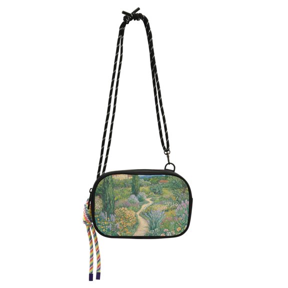 FORMRS Mini Crossbody Bag for Women Adjustable Shoulder Rope Travel Casual Phone Purse, Garden Scene