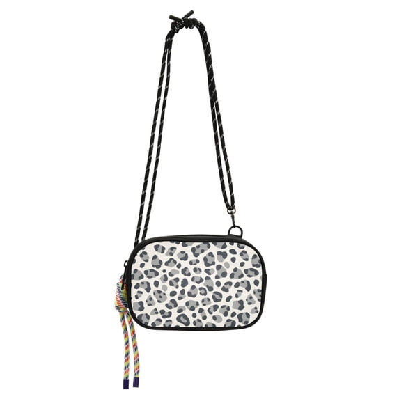FORMRS Mini Crossbody Bag for Women Adjustable Shoulder Rope Travel Casual Phone Purse, Gray Leopard Pattern