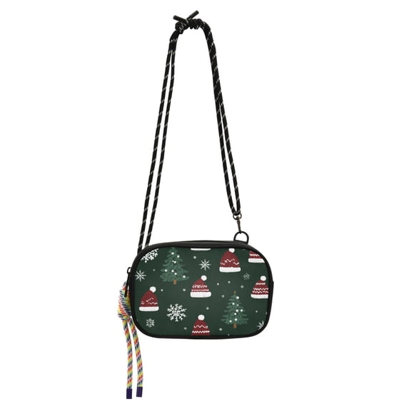 FORMRS Mini Crossbody Bag for Women Adjustable Rope Shoulder Casual Phone Purse, Green Christmas Hats