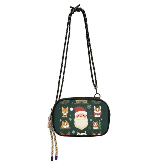 FORMRS Mini Crossbody Bag for Women Adjustable Rope Shoulder Casual Phone Purse, Green Christmas