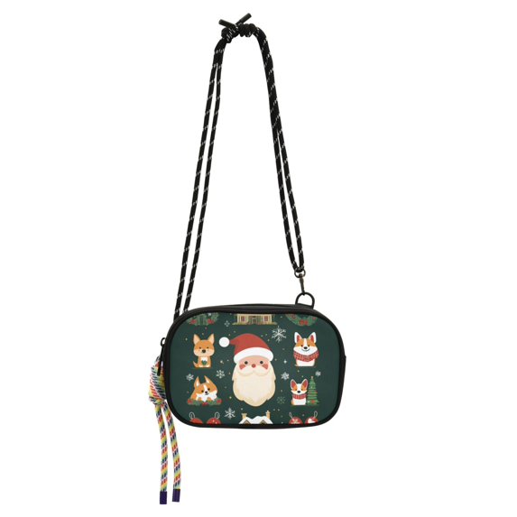 FORMRS Mini Crossbody Bag for Women Adjustable Rope Shoulder Casual Phone Purse, Green Christmas