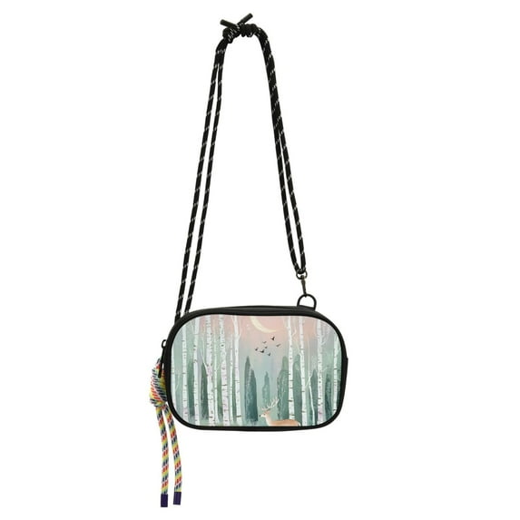 FORMRS Mini Crossbody Bag for Women Adjustable Shoulder Rope Travel Casual Phone Purse, Green Deer