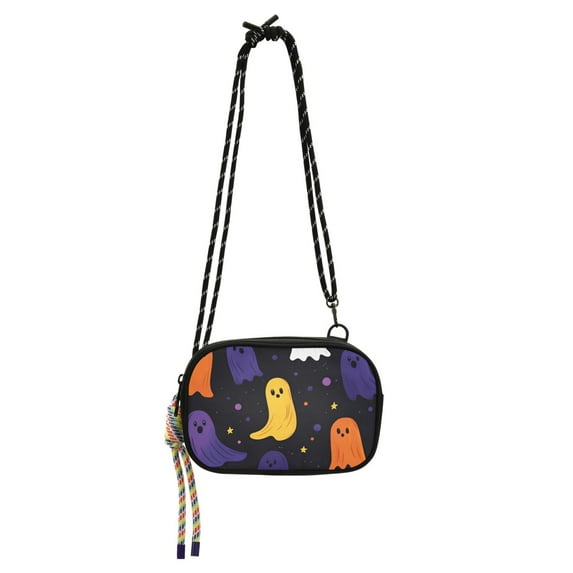 FORMRS Mini Crossbody Bag for Women Adjustable Rope Shoulder Casual Phone Purse, Halloween Colorful Ghosts