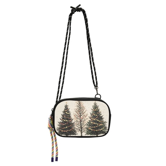 FORMRS Mini Crossbody Bag for Women Adjustable Shoulder Rope Travel Casual Phone Purse, Hand Drawn Christmas Stars
