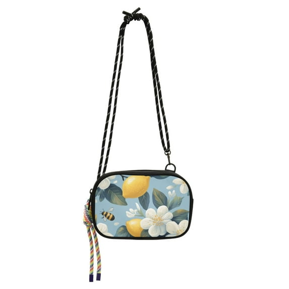 FORMRS Mini Crossbody Bag for Women Adjustable Shoulder Rope Travel Casual Phone Purse, Lemon Pattern