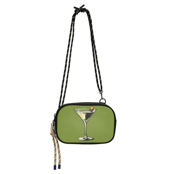 FORMRS Mini Crossbody Bag for Women Adjustable Rope Shoulder Casual Phone Purse, Light Black Martini