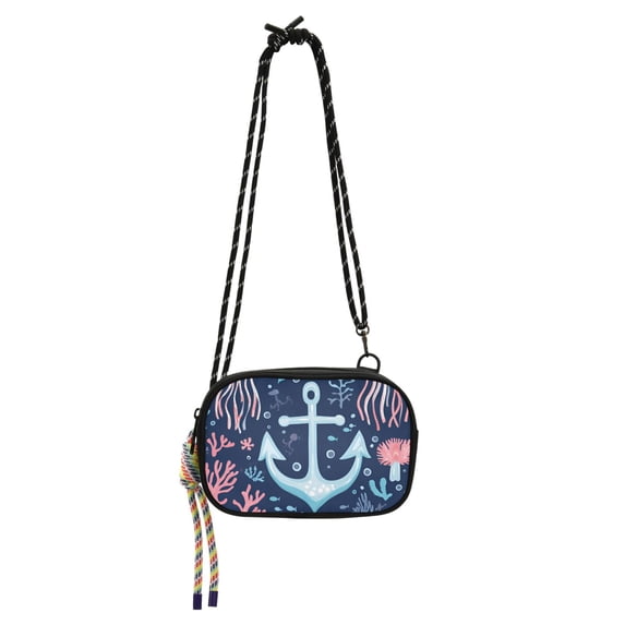 FORMRS Mini Crossbody Bag for Women Adjustable Shoulder Rope Travel Casual Phone Purse, Light Blue Anchor