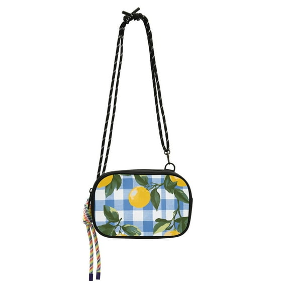 FORMRS Mini Crossbody Bag for Women Adjustable Shoulder Rope Travel Casual Phone Purse, Light Blue Plaid