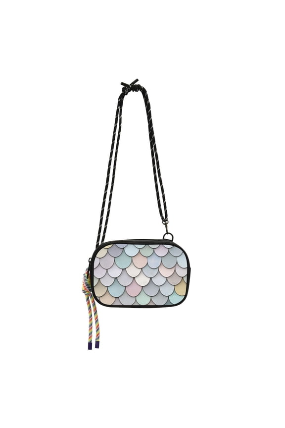 Mini Crossbody Bag for Women Adjustable Shoulder Rope Travel Casual Phone Purse, Light Blue Shimmering Pattern