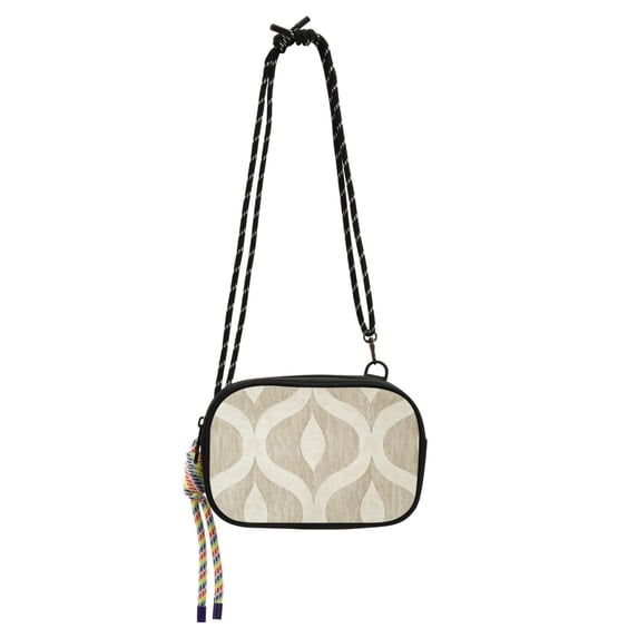 FORMRS Mini Crossbody Bag for Women Adjustable Shoulder Rope Travel Casual Phone Purse, Light Brown Pattern