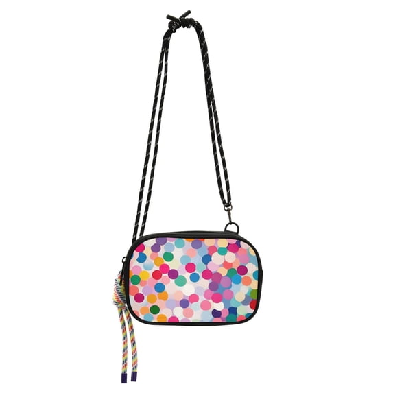 FORMRS Mini Crossbody Bag for Women Adjustable Shoulder Rope Travel Casual Phone Purse, Light Colorful Circles