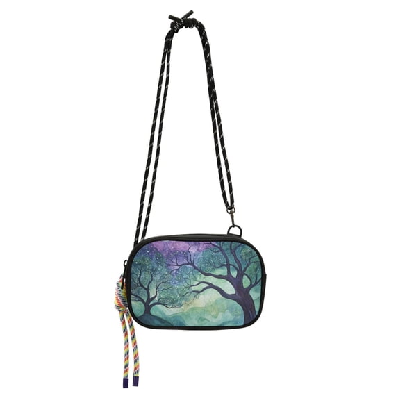 FORMRS Mini Crossbody Bag for Women Adjustable Shoulder Rope Travel Casual Phone Purse, Moonlight Forest