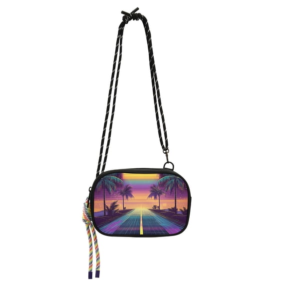 FORMRS Mini Crossbody Bag for Women Adjustable Shoulder Rope Travel Casual Phone Purse, Neon Road