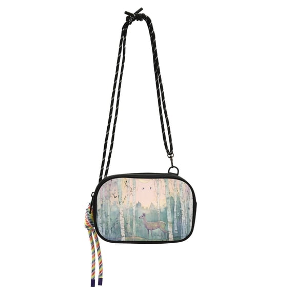 FORMRS Mini Crossbody Bag for Women Adjustable Shoulder Rope Travel Casual Phone Purse, Night Deer