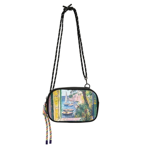 FORMRS Mini Crossbody Bag for Women Adjustable Shoulder Rope Travel Casual Phone Purse, Ocean Boat