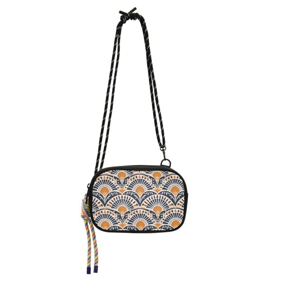 FORMRS Mini Crossbody Bag for Women Adjustable Shoulder Rope Travel Casual Phone Purse, Orange Art Pattern