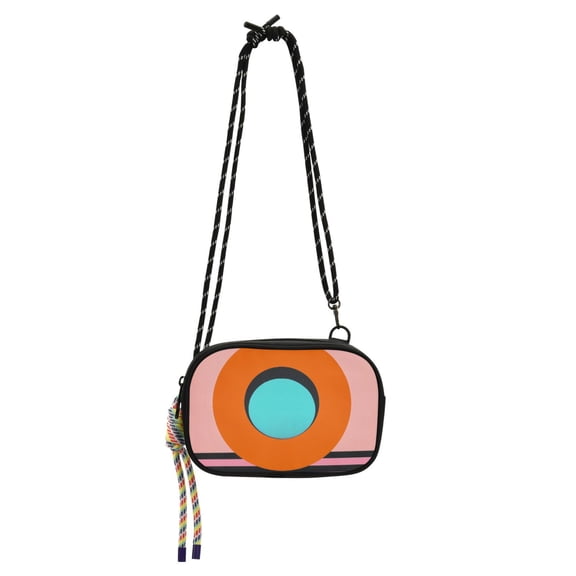 FORMRS Mini Crossbody Bag for Women Adjustable Shoulder Rope Travel Casual Phone Purse, Orange Circle