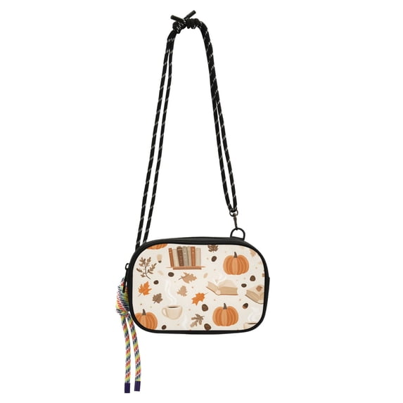 FORMRS Mini Crossbody Bag for Women Adjustable Shoulder Rope Travel Casual Phone Purse, Orange Fall Pumpkin