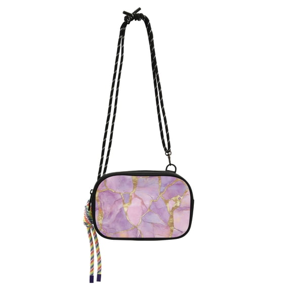 FORMRS Mini Crossbody Bag for Women Adjustable Rope Shoulder Casual Phone Purse, Pastel Pink Marble Pattern