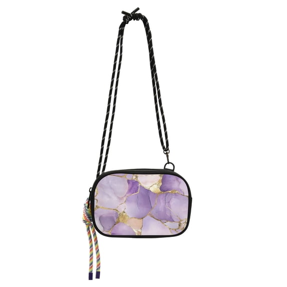 FORMRS Mini Crossbody Bag for Women Adjustable Rope Shoulder Casual Phone Purse, Pastel Purple Marble Pattern