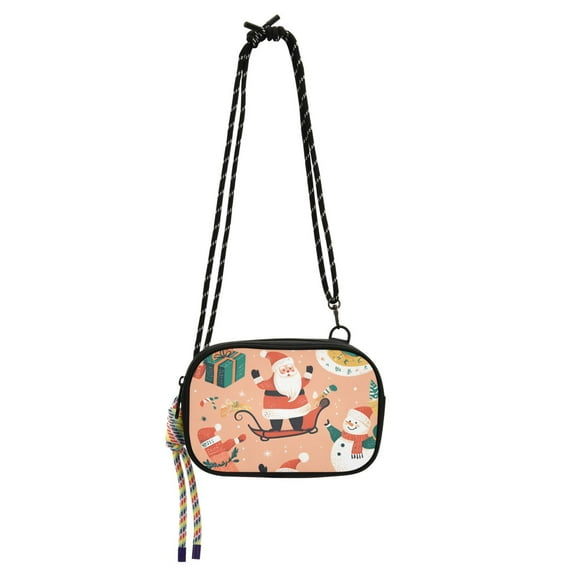 FORMRS Mini Crossbody Bag for Women Adjustable Rope Shoulder Casual Phone Purse, Pink Christmas Santa