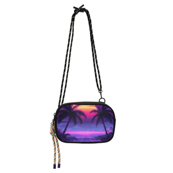 FORMRS Mini Crossbody Bag for Women Adjustable Shoulder Rope Travel Casual Phone Purse, Pink Digital Art
