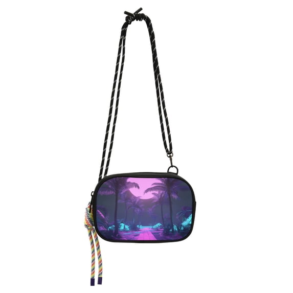 FORMRS Mini Crossbody Bag for Women Adjustable Shoulder Rope Travel Casual Phone Purse, Pink Neon Road