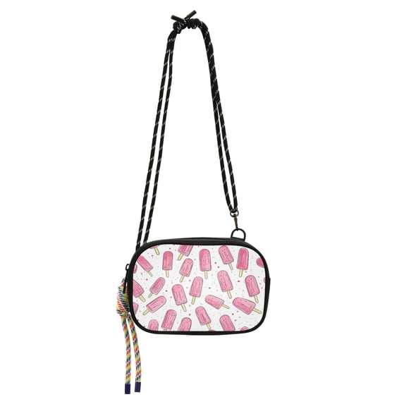 FORMRS Mini Crossbody Bag for Women Adjustable Shoulder Rope Travel Casual Phone Purse, Pink Popsicle Pattern