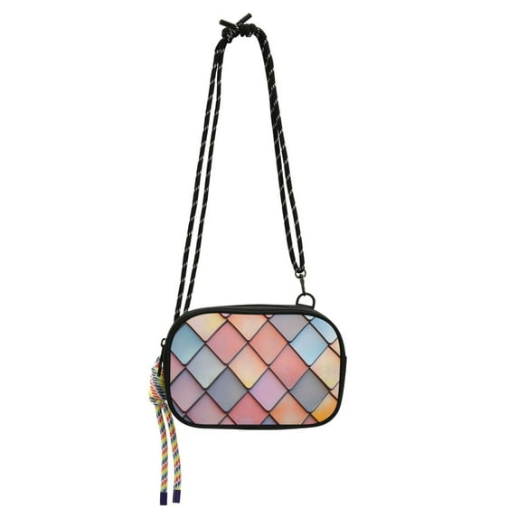 FORMRS Mini Crossbody Bag for Women Adjustable Shoulder Rope Travel Casual Phone Purse, Pink Shimmering Pattern