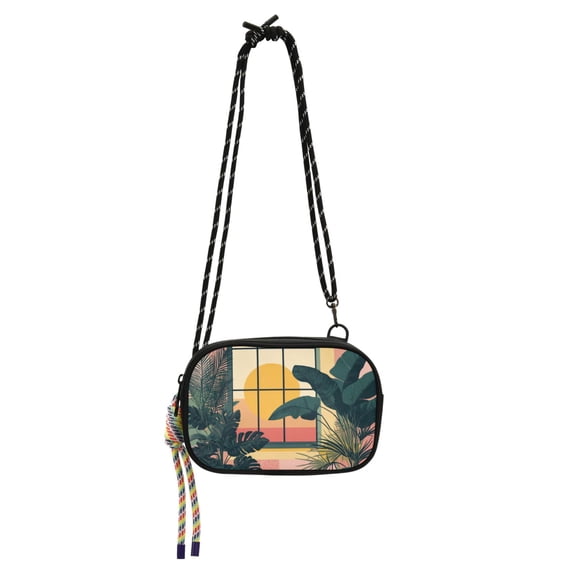FORMRS Mini Crossbody Bag for Women Adjustable Shoulder Rope Travel Casual Phone Purse, Pink Sunset